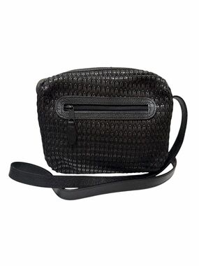 Objectives Black Cotton Straw Square Crossbody
